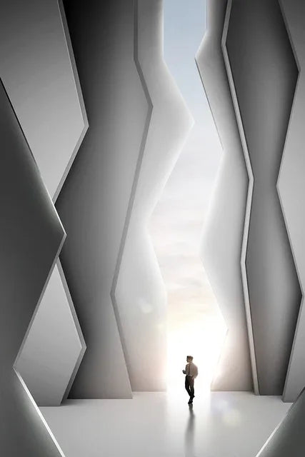 Moderne Geometriske Arkitektoniske Landskaps Veggkunst Fine Art Lerret Utskrifter Bilder For Studio Hjemme Kontor Entré Inspirerende Kunst Dekor | Skanto