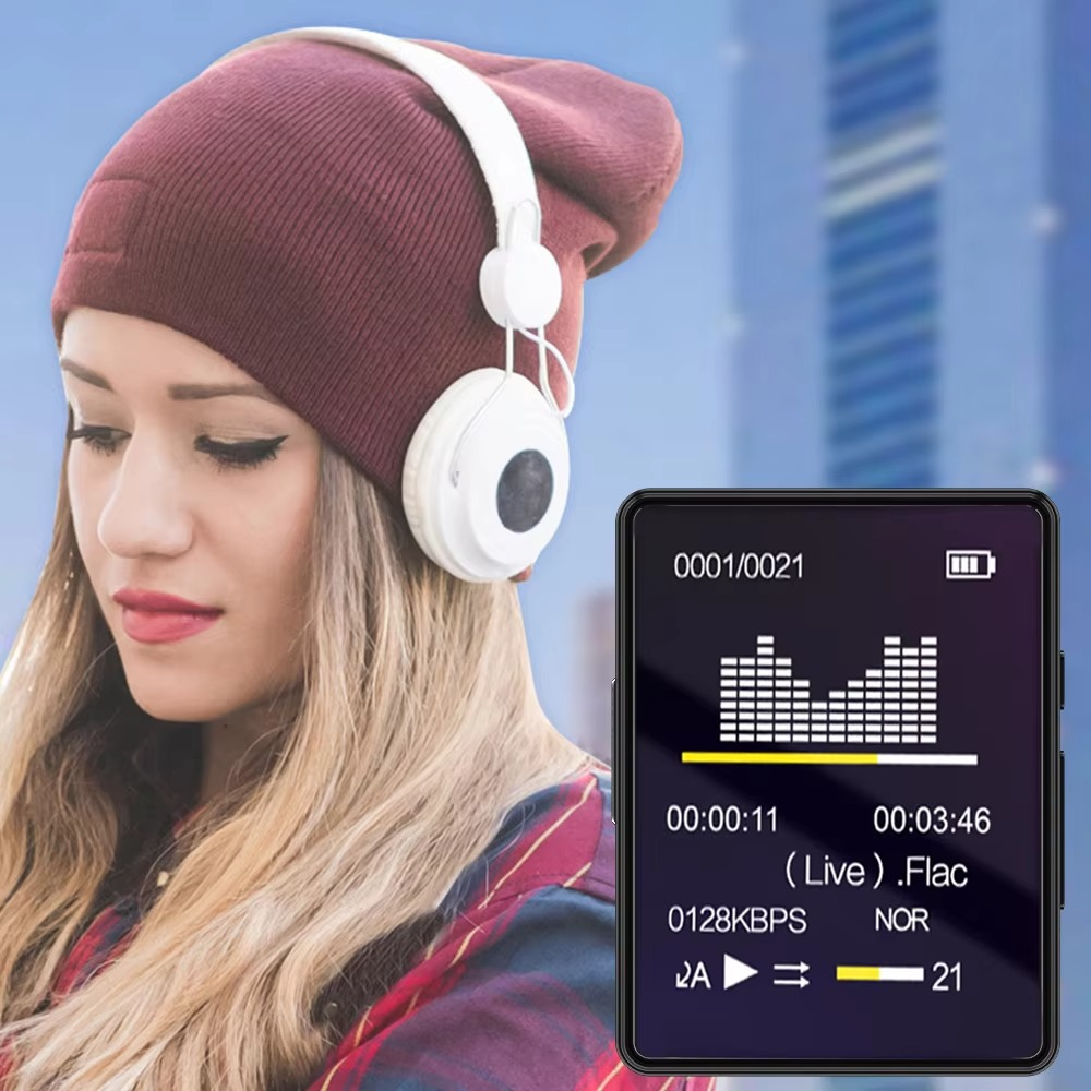 Tragbarer Bluetooth-MP3-spiller med HiFi-Stereoanlage, Mini-MP4-Videospiller, LED-bilde og sprachaufzeichnung