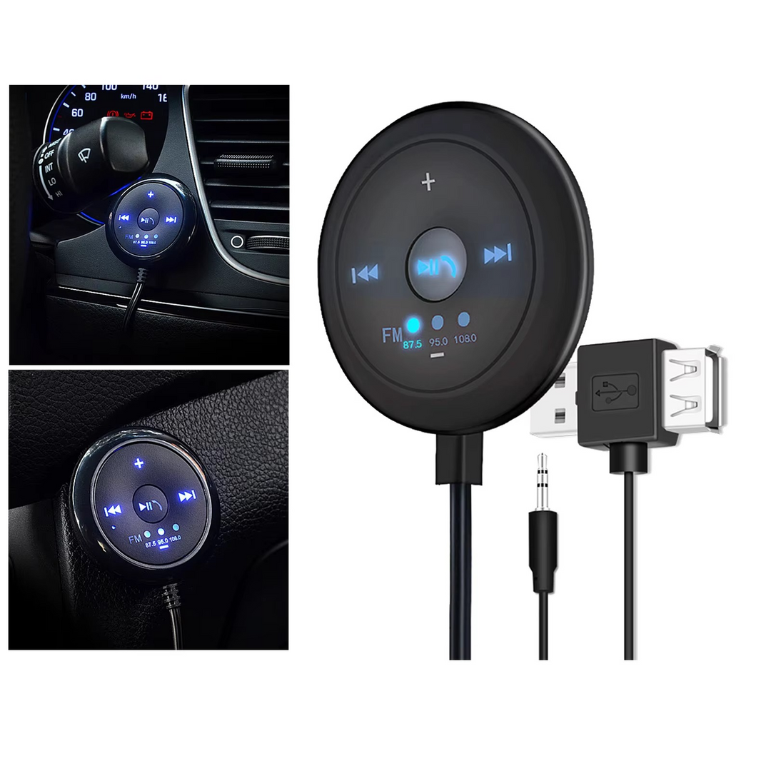 2-i-1 Bluetooth 5.0 Autoradio med FM-sender, AUX-Eingang, 500-mAh-Akku, 5-V-Eingang, kompatibel med smarttelefoner og nettbrett