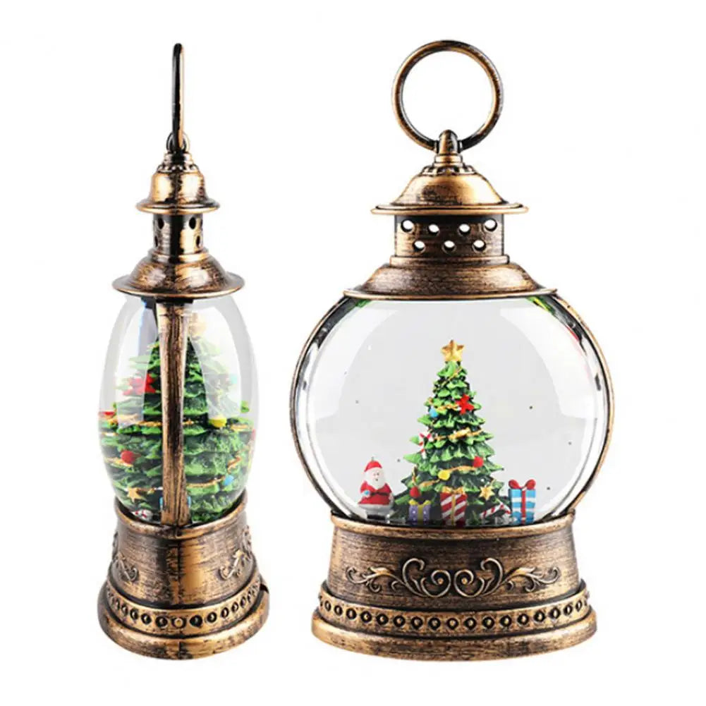 Skanto | Lunavera Jule Snøglobe Lanterne | Musikkboks med LED Lys & Glitter | Vintage Gull Design | USB & Batteridrevet | 21–26 cm