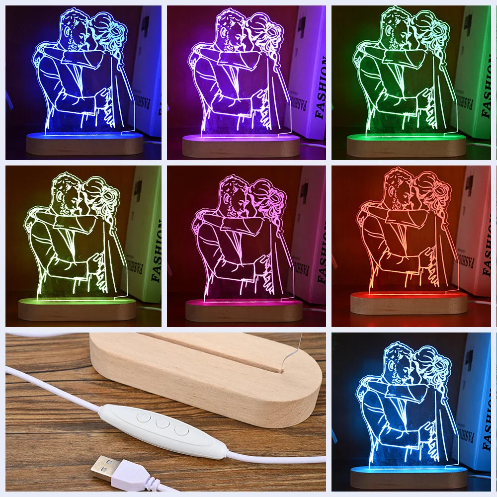 Skanto | Personlig 3D-foto-lampe: Individuell foto og tekst nattlys - Ideell for Valentinsdag, bryllup, jubileum, bursdagsgaver