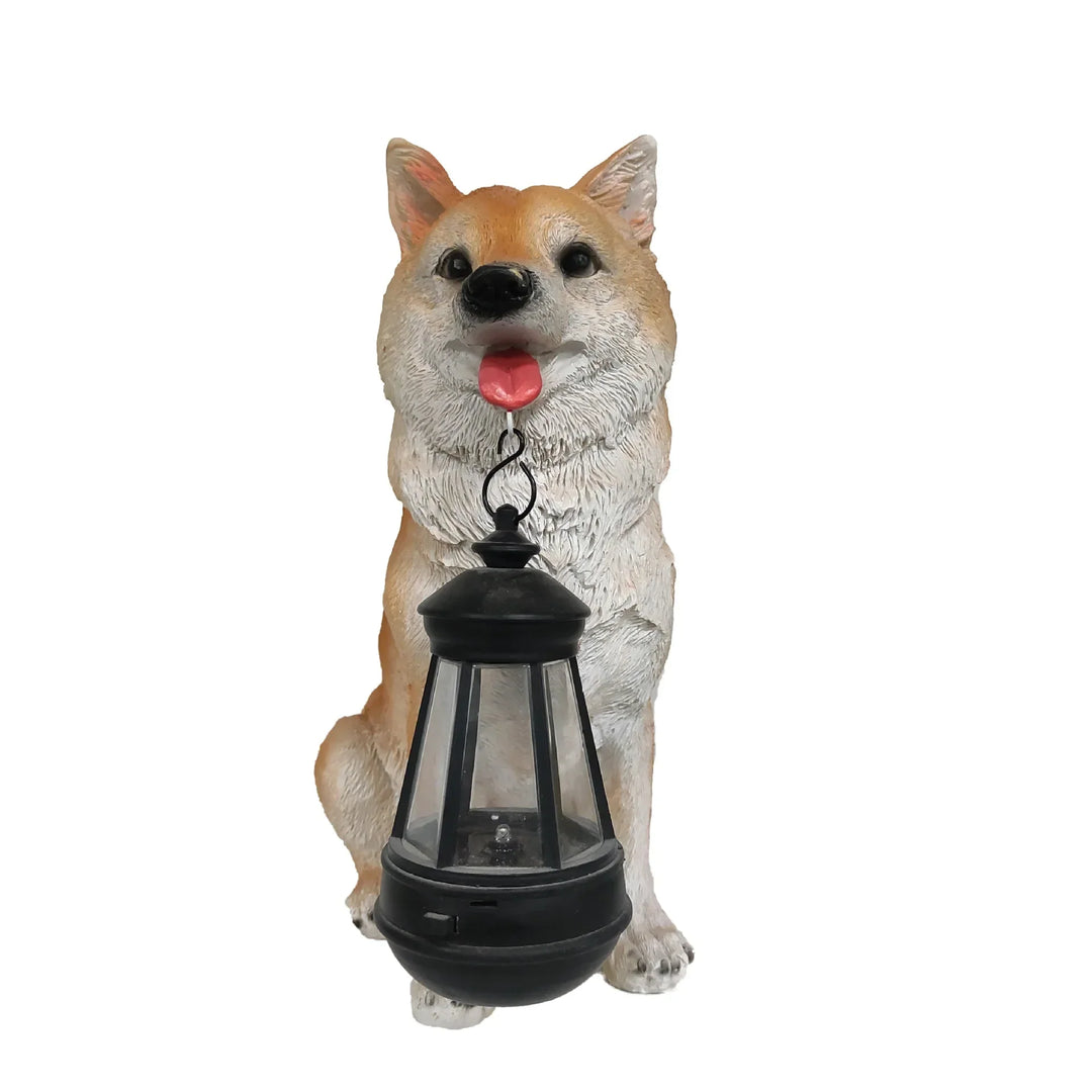 Solcel-drevet utendørs harpiks hundestatue lampe | Skanto