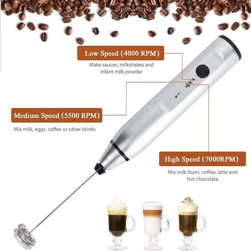Tragbarer elektriske USB-Milchaufschäumer, Handkaffeebesen og Mini-Lebensmittelmixer
