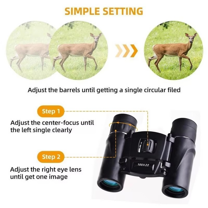 Kompakt 100x22 HD-Fernglas med BAK4 FMC-Optik for Große Reichweiten – ideell for Jagd, Sport, Camping og Reisen.