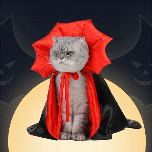 Skanto | Halloween Cape Kostyme for Katter og Små Hunder – Myk Kappe for Kjæledyr Cosplay og Høytidsfester