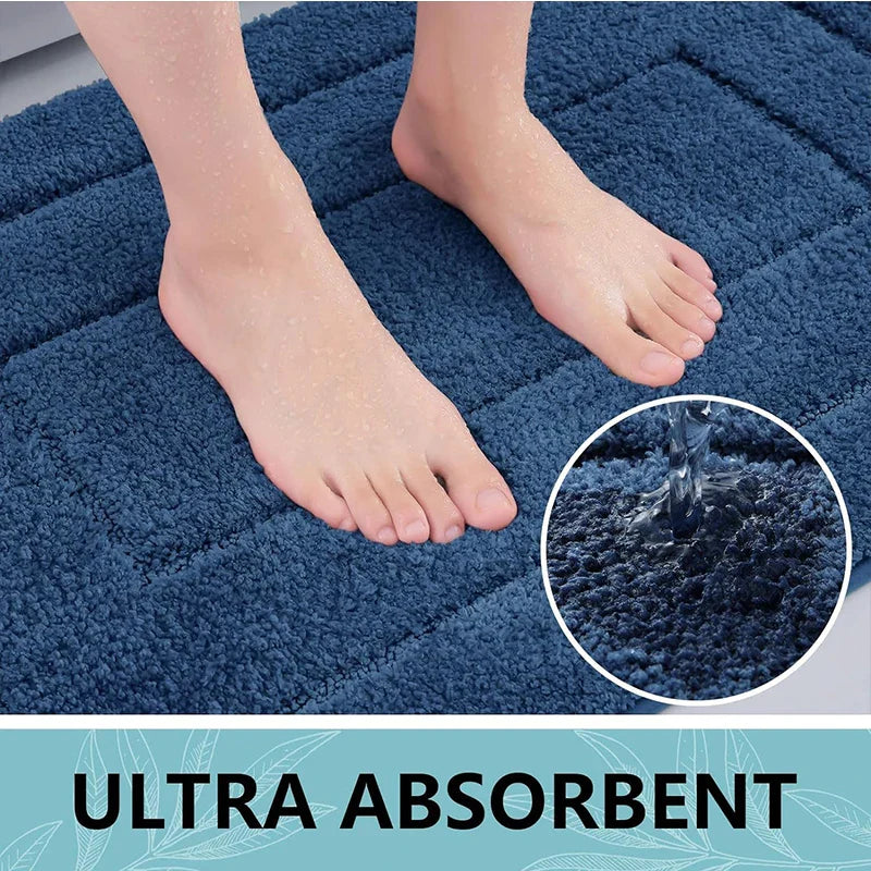 Baderomsmatte Mikrofiber Anti-Sklipp – Dobbeltlag Badmatte | Svært Absorberende & Myk | Komfort Dørmatte | Skanto