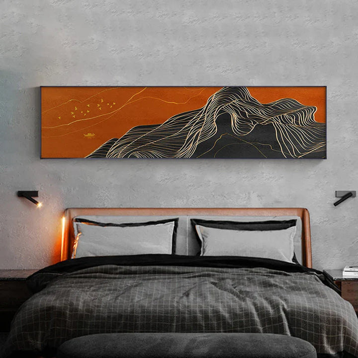 Lykkevarsling abstrakt lett luksus fargerik bredformat veggkunst fin kunst lerret trykk bilder for over sofaen kunst for over sengen | Skanto