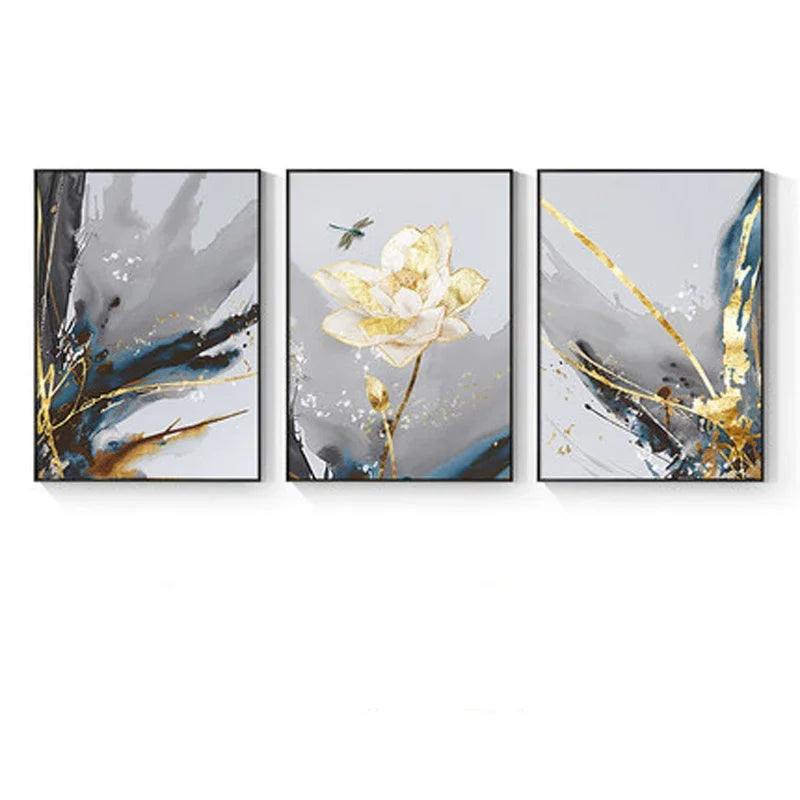 Moderne abstrakte florale veggkunst Fine Art lerrettrykk blå grå botaniske bilder for stue soverom veggkunst dekor | Skanto