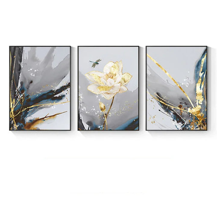 Moderne abstrakte florale veggkunst Fine Art lerrettrykk blå grå botaniske bilder for stue soverom veggkunst dekor | Skanto