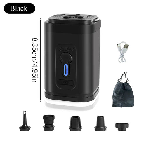 Mini luftpumpe USB-C med 5 dyser – 200 L/min | Skanto