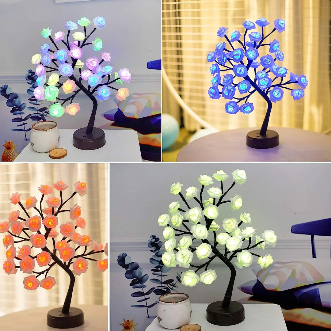 Skanto | RGB Rose Flower Tree Lights 24LED USB Batteri Bordlampe Fairy Natt Lys Hjem Fest Jul Bryllup Soveroms Dekorasjon Gave
