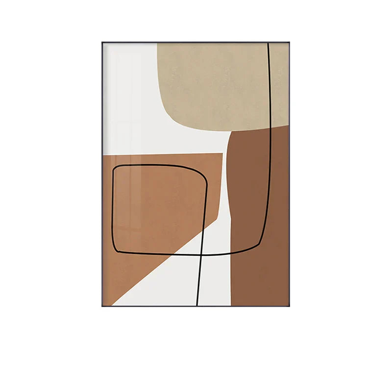 Moderne abstrakte jordnære toner geometrisk veggkunst fine kunst lerretstrykk bilder for stue spisestue moderne hjemmeinnredning | Skanto