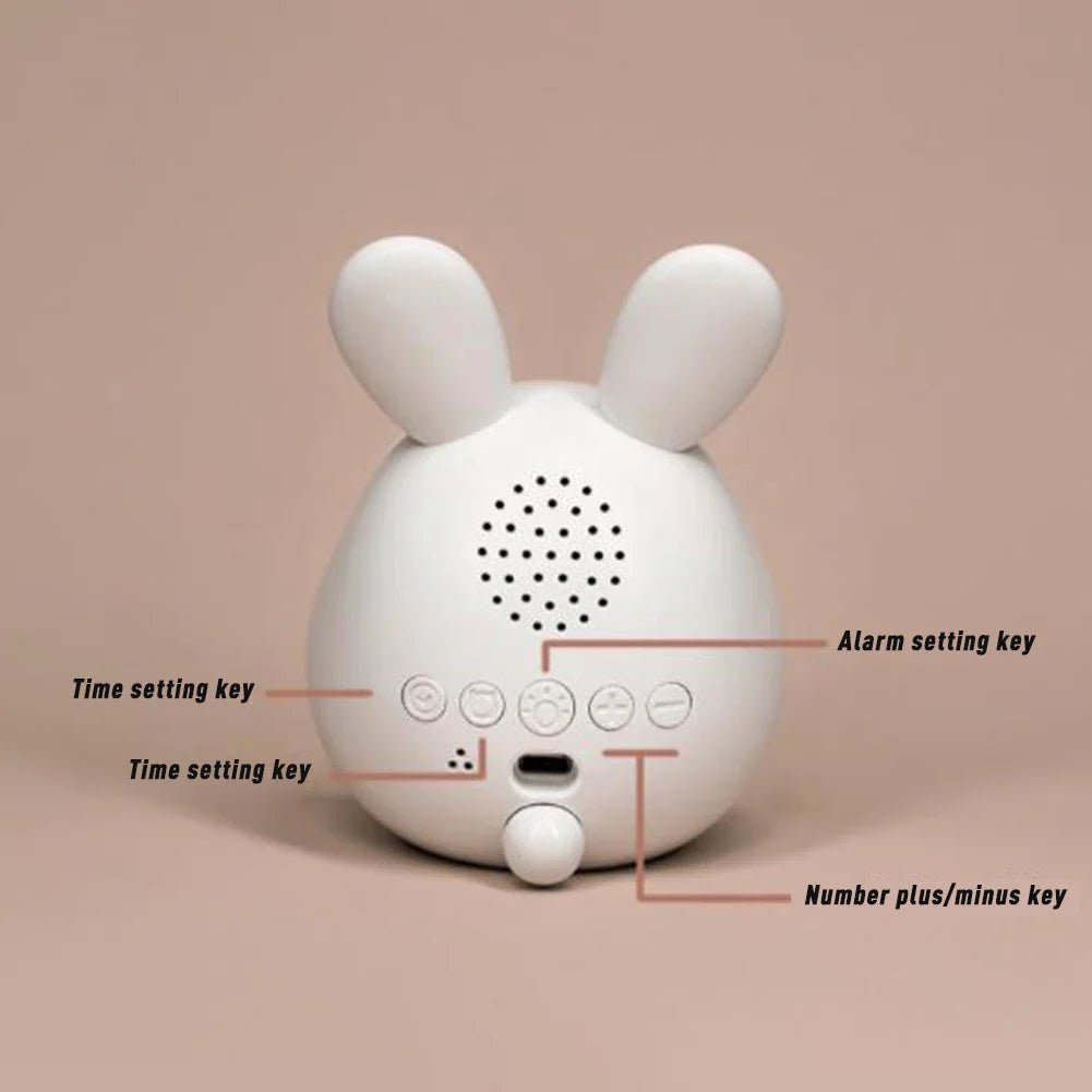Kanin-formet barneklokke med LED-nattlys - BunniGlow | Skanto