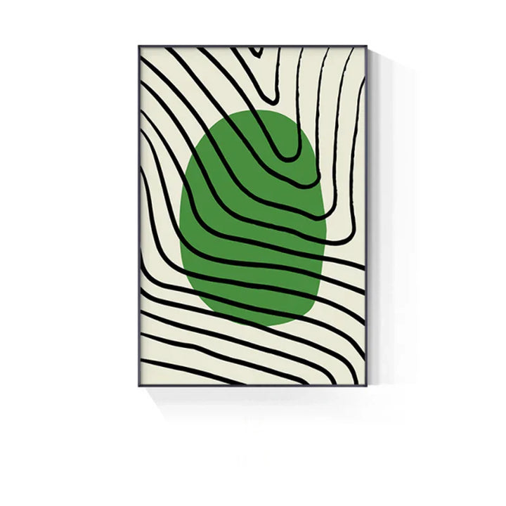 Abstrakt grønn geometrisk linjekunst veggkunst fine kunst lerrettrykk bilder for moderne leilighet stue hjemmekontor kunstdekor | Skanto
