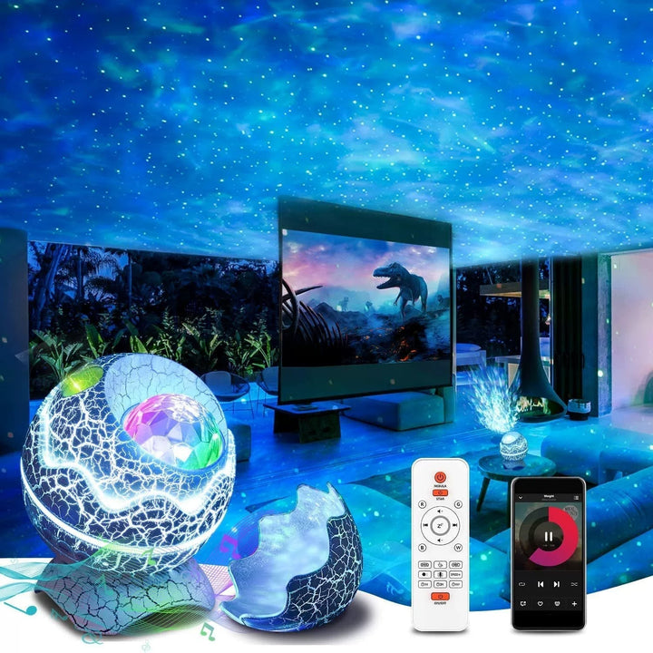 GalaxyGlow – Stjerneprosjektor med Bluetooth-høyttaler og fargerike lyseffekter Skanto