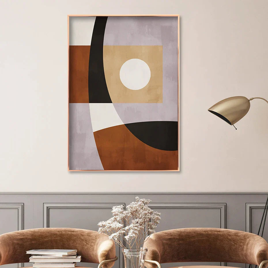 Moderne Fargeblokk Geometrisk Abstrakt Veggkunst Fin Kunst Lærred Utskrift Nøytrale Farger Bilde For Stue Spisestue Soverom Kunst Dekor | Skanto