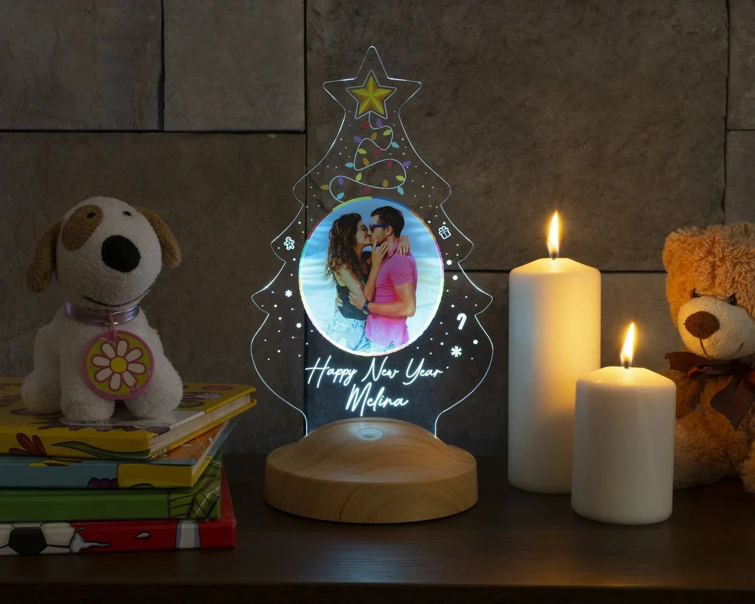 Skanto | Personlig 3D-foto-lampe: Individuell foto og tekst nattlys - Ideell for Valentinsdag, bryllup, jubileum, bursdagsgaver