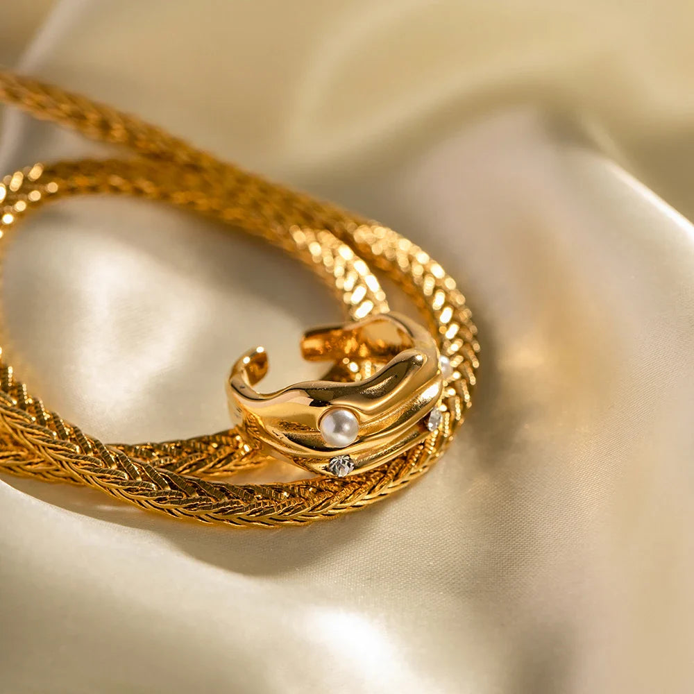 Skanto | Teksturert Perle & Diamant Akzentert Ring