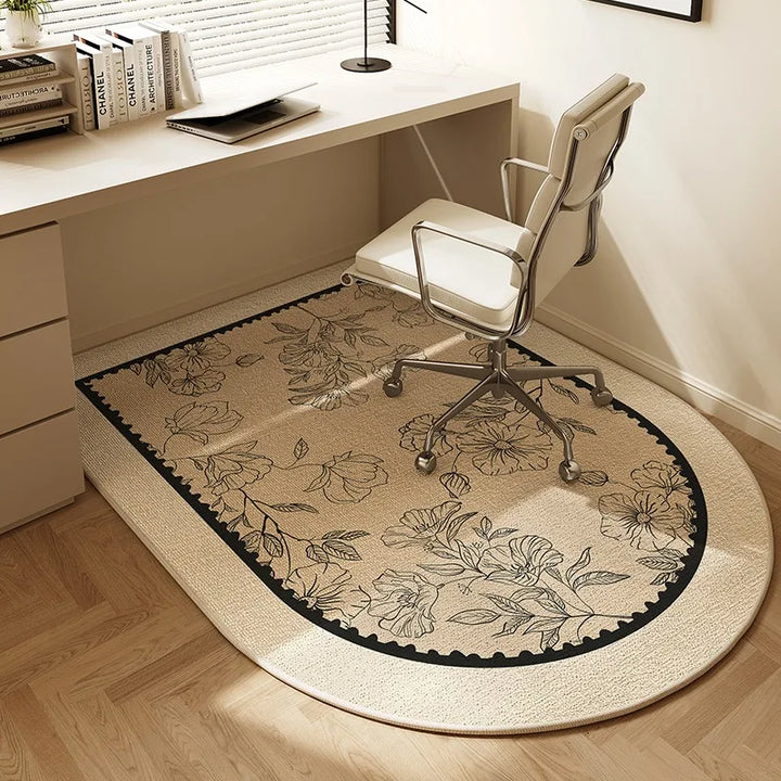 Skanto | Sara Rund Kontorstolmatte – Beige Stripet Skli-fri Teppebeskytter