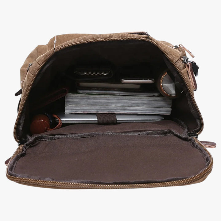 Skanto | Vintage Canvas Backpack – Stilig og funksjonell med laptoplomme for hverdagsliv og eventyr