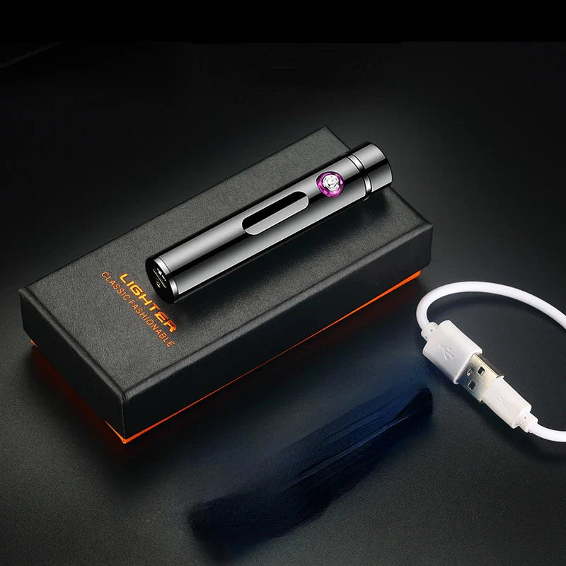 Skanto | Voltrino Sylinder USB lighter | Dobbelt bue teknologi | Oppladbar & vindproof | Edelmetall hus for menn