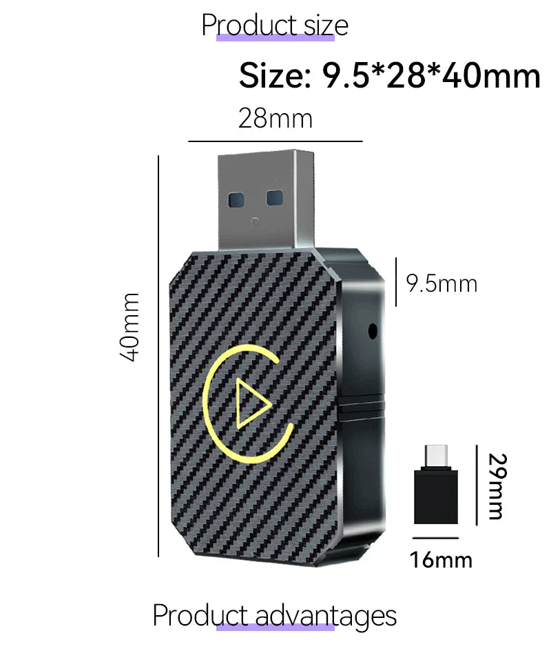 Skanto | 2 i 1 USB Mini Trådløs CarPlay