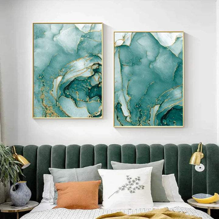 Moderne abstrakte akvatisk flytende marmortrykk veggkunst fine art lerretstrykk bilder for stue spisestue hjemmekontor dekor | Skanto