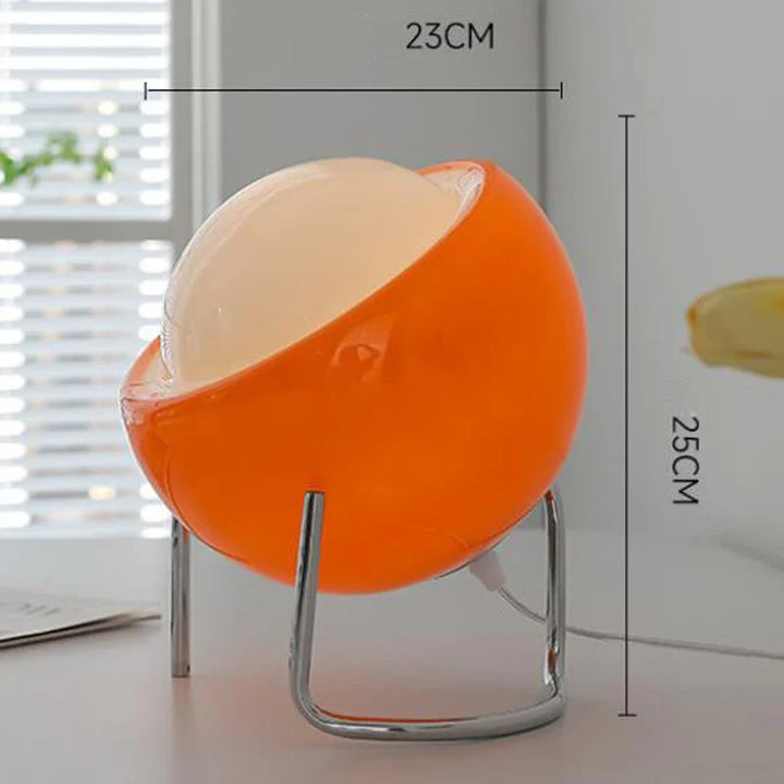 Skanto | Aurivio Bordlampe | Glass & Rustfritt Stål | Retro-Nordisk Design | LED Nattlys Beige/Oransje | Ø21×H25 cm