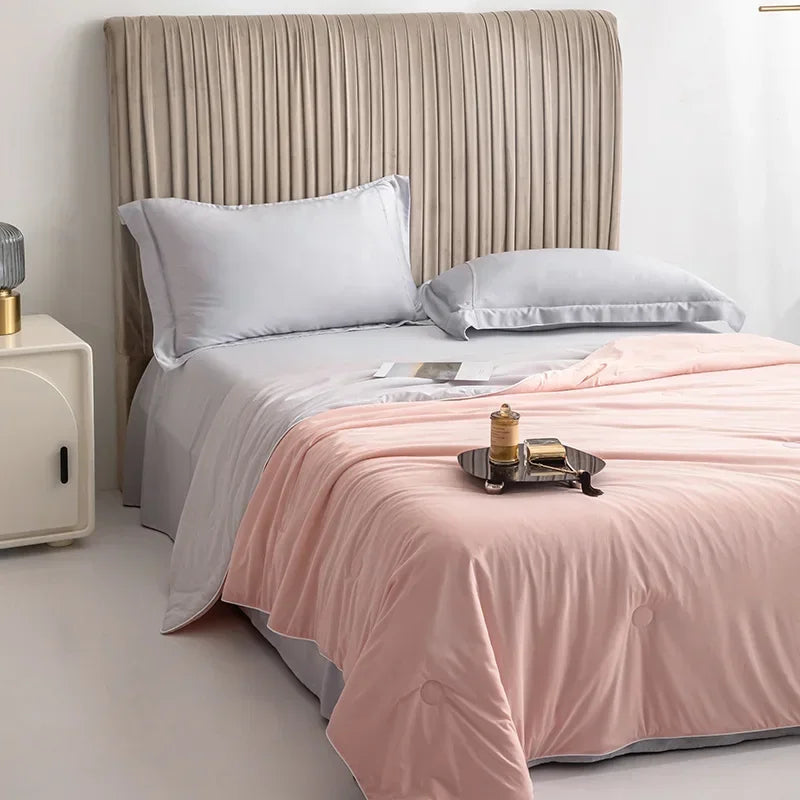 Air Condition Sommer Komforter — Ren Farge Is Silke Kjøleteppe, Lett & Glatt Twin/King Størrelse Quilt | Skanto
