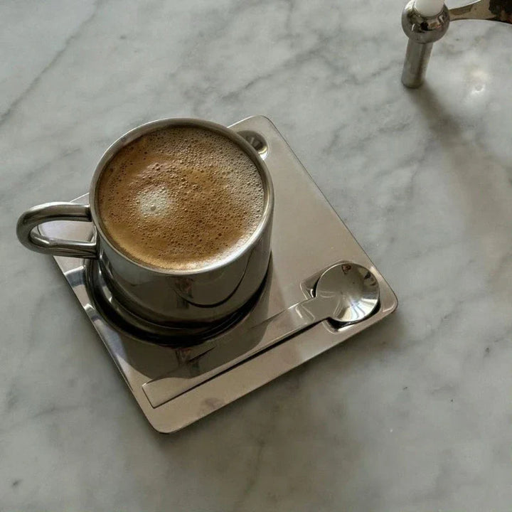 Skanto | Rustfritt Stål Kaffe Kopp og Fat
