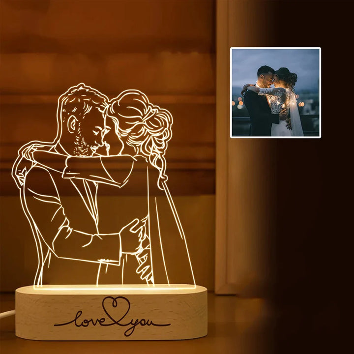 Skanto | Personlig 3D-foto-lampe: Individuell foto og tekst nattlys - Ideell for Valentinsdag, bryllup, jubileum, bursdagsgaver