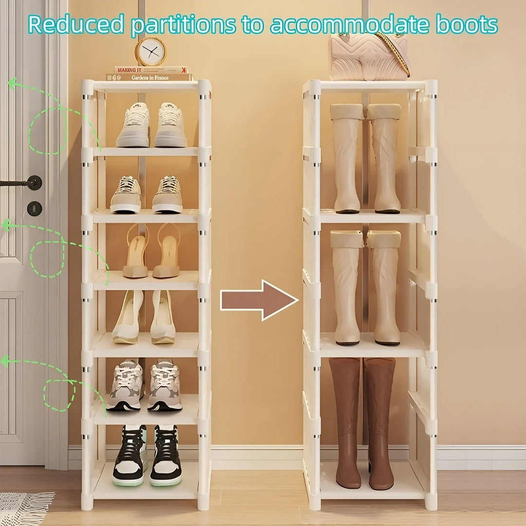 Platzsparendes Schuhregal mit Metallrahmen und 6/8 Ebenen – Liora