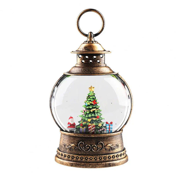 Skanto | Lunavera Jule Snøglobe Lanterne | Musikkboks med LED Lys & Glitter | Vintage Gull Design | USB & Batteridrevet | 21–26 cm