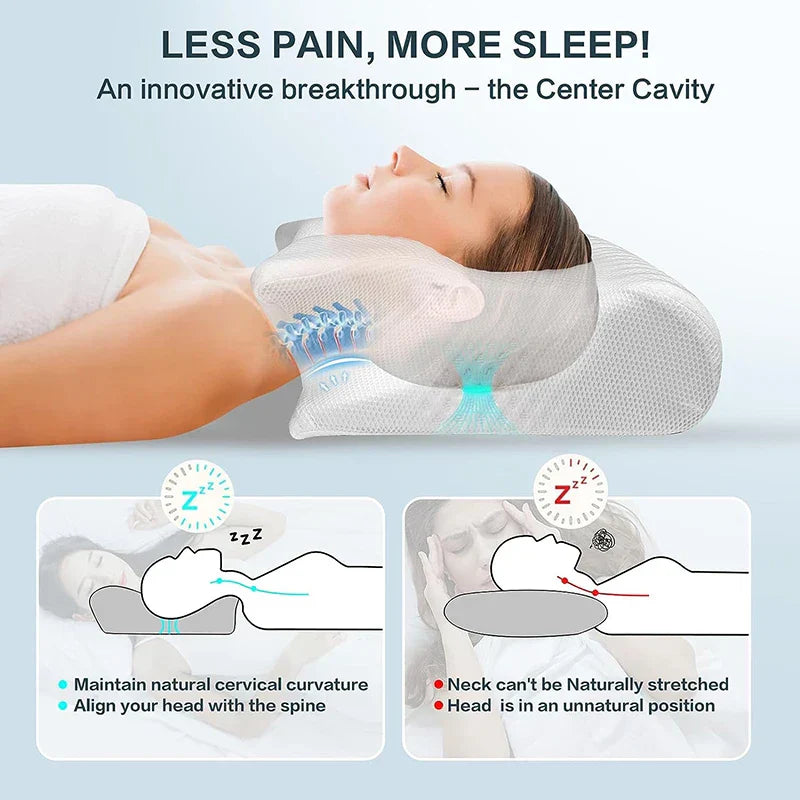 Skanto | Minne Skum Cervical Pute | Ergonomisk 2-i-1 Design for Nakke Smerte Lindring & Behagelig Søvn