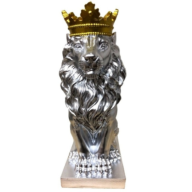 Skanto Tierfigurer Harz Krone Løve Statue håndlaget Kunstverk Gave Hjem Kontor Dekor Ornament Stue Skrivebord Hjem Dekor