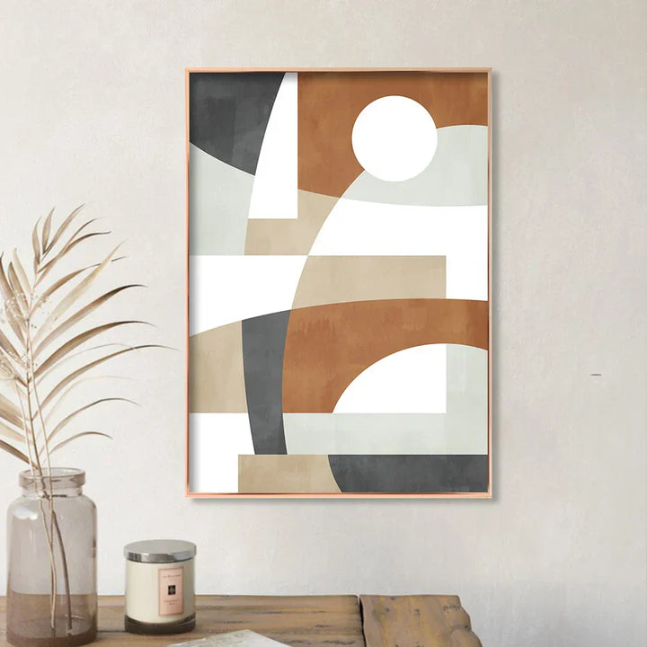 Geometrisk Abstrakt Fargeblokk Veggkunst Fine Art Lerret Utskrifter Nøytrale Farger Bilder For Stue Spisestue Hjemmekontor Dekor | Skanto