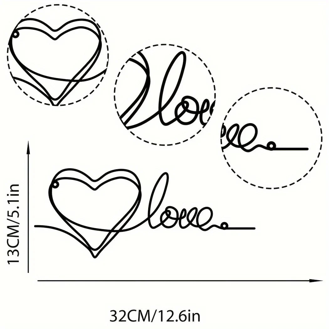 Metal Love Heart 3d Veggdekorasjon For Soverom Stue Søt Moderne Hjem Kunst Dekor | Skanto