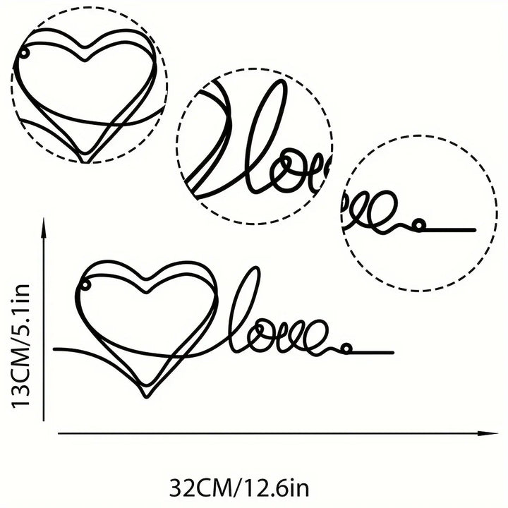 Metal Love Heart 3d Veggdekorasjon For Soverom Stue Søt Moderne Hjem Kunst Dekor | Skanto