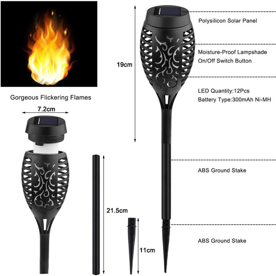 Skanto | Utendørs LED Solfyllt Kunstig Flamme Lampe