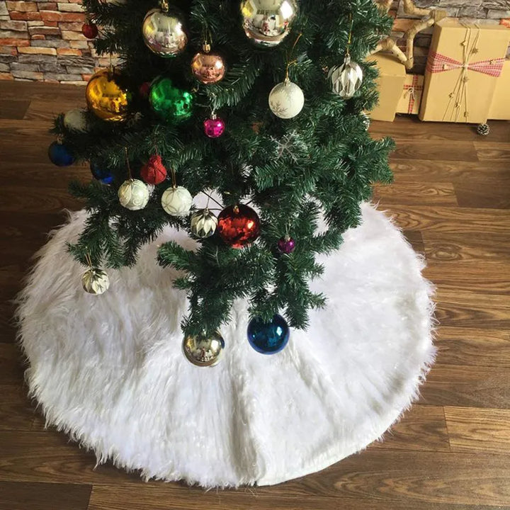Plysj Faux Fur Hvit Juletre Skjørt