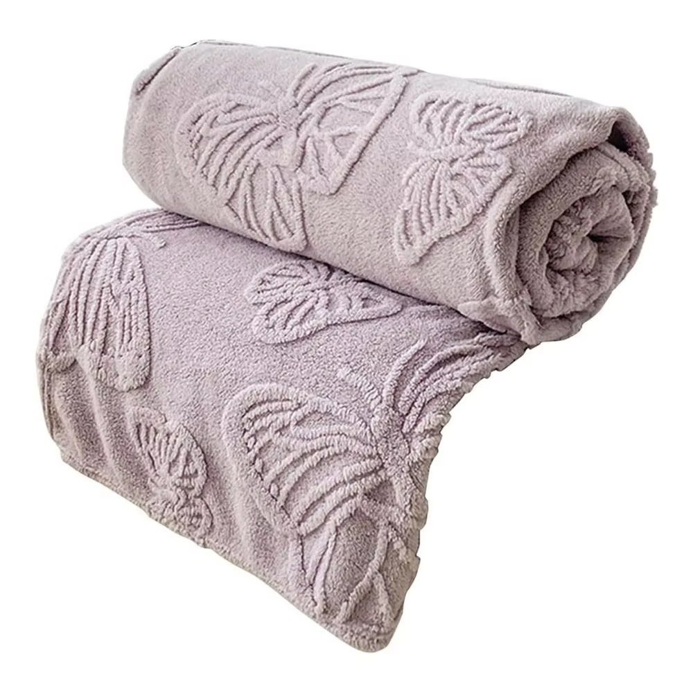 Dobbeltsidig avkjølende teppe med pustende kald effekt og 3D sommerfugl jacquard-design | Skanto