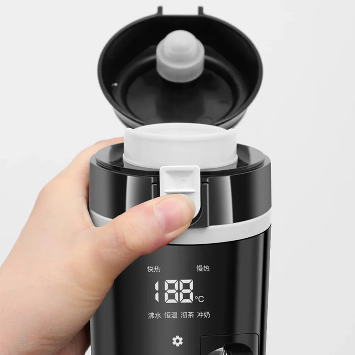Skanto | 12V/24V Smart Auto Varmebeholder - Elektrisk vannkoker med temperaturkontroll, rustfritt stål 500ML oppvarmet smart kopp for oppvarming av vann