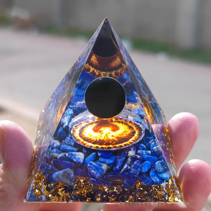 Skanto | Orgonitt-pyramide helbredelse krystaller energigenerator med ametyst pendel - Reiki chakra meditasjonsverktøy og romdekor