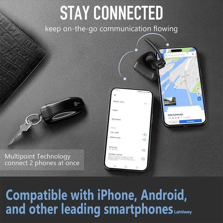 Orivo Bluetooth-hodesett med utstyr og to mikrofoner