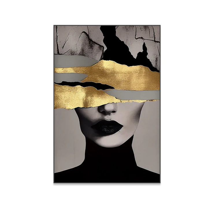 Golden Girl Fashion Veggkunst Fine Art Lerret Utskrifter Moderne Abstrakt Portrettbilder For Stue Soverom Boutique Salong Kunst Decor | Skanto