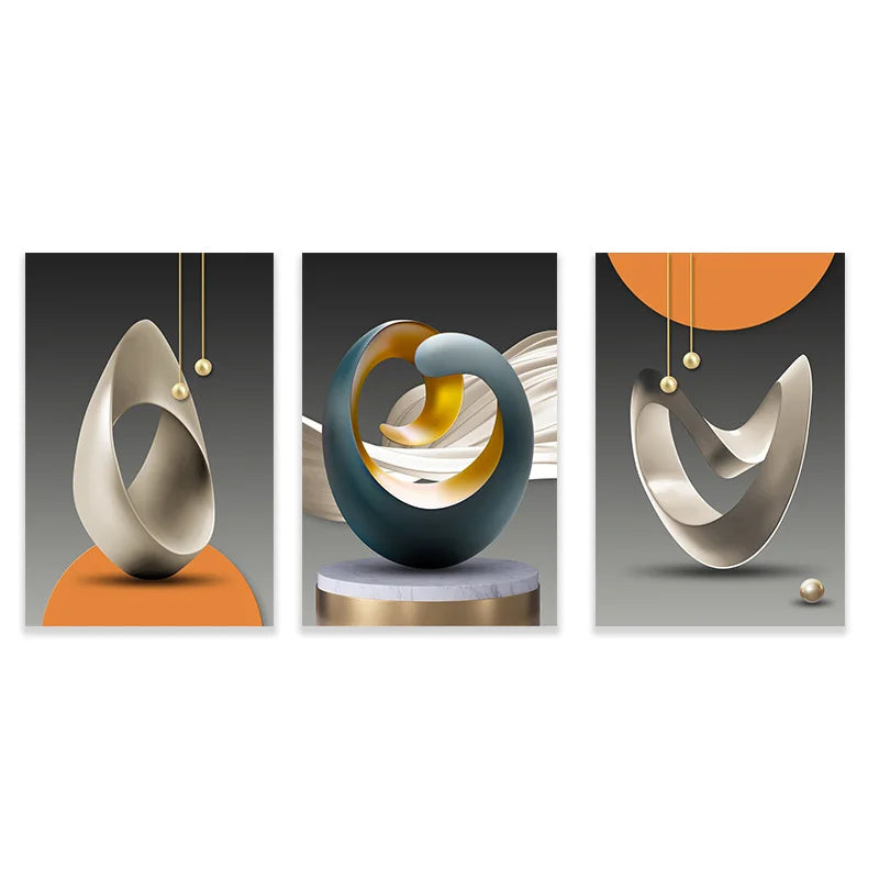 Sett med 3Pcs Moderne Estetikk Abstrakt Stilleben Veggkunst Fine Art Lerret Utskrifter Bilder For Luksus Loft Leilighet Stue Spisestue Kunst Dekor | Skanto
