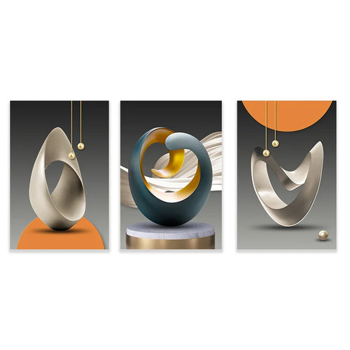 Sett med 3Pcs Moderne Estetikk Abstrakt Stilleben Veggkunst Fine Art Lerret Utskrifter Bilder For Luksus Loft Leilighet Stue Spisestue Kunst Dekor | Skanto