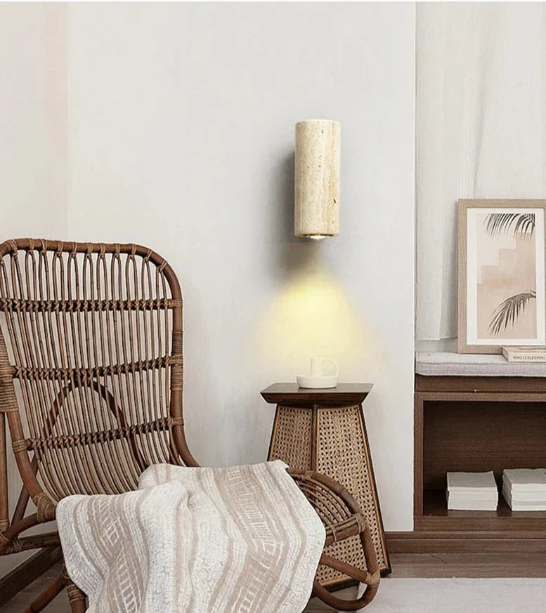 Skanto | Moderne Naturlig LED Vegglampe laget av Travertin