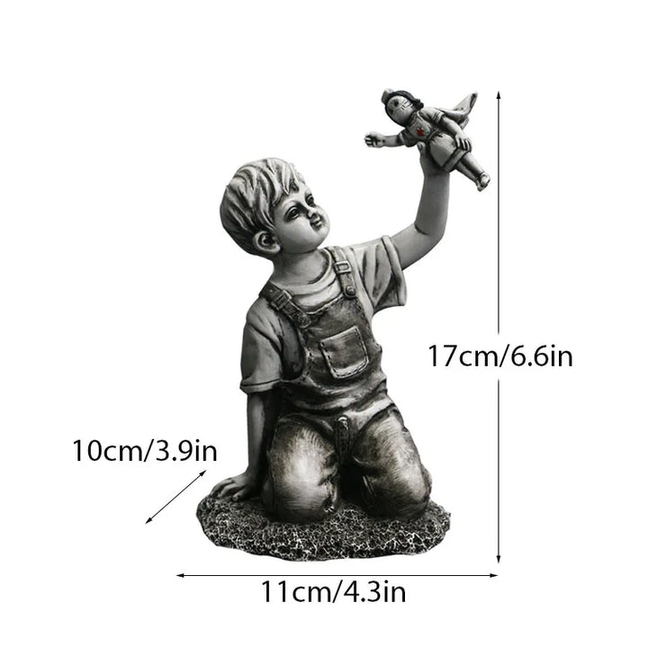 Skanto | Dropshipping Banksy Skulptur Kolleksjon Blomst Kastende Statue Pop Kunst Moderne Ballongjente Figur Kontor Hjem Dekorasjon
