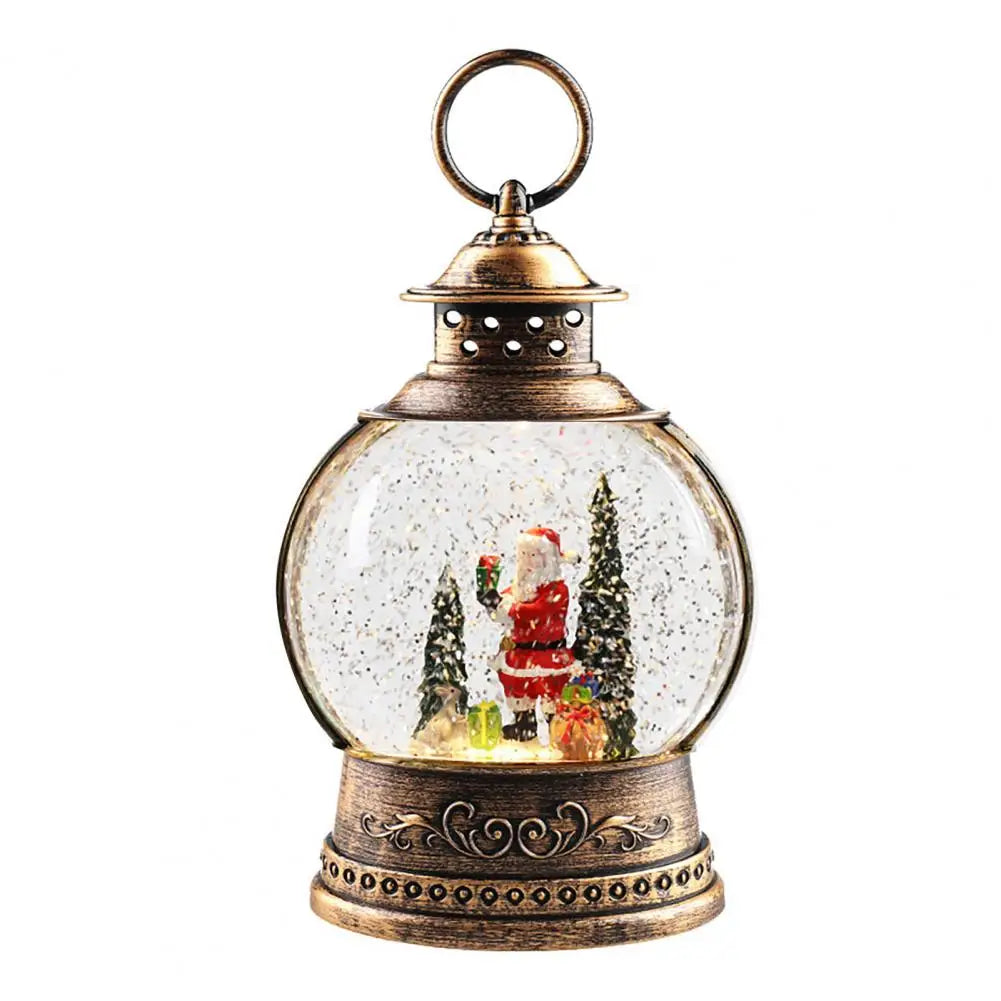 Skanto | Lunavera Jule Snøglobe Lanterne | Musikkboks med LED Lys & Glitter | Vintage Gull Design | USB & Batteridrevet | 21–26 cm
